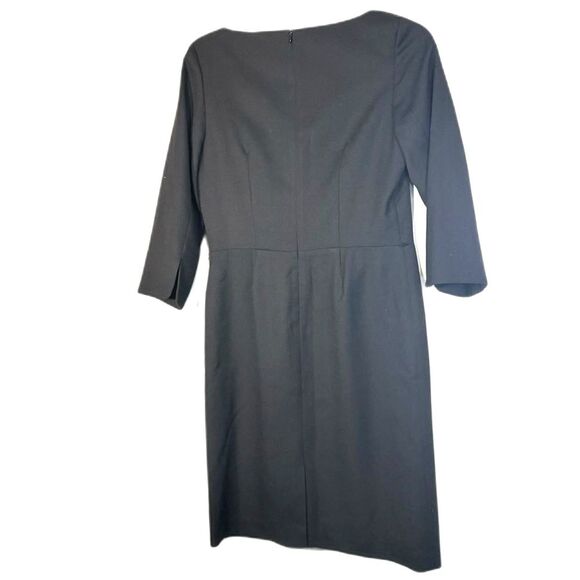 Pendleton virgin wool  Black Sheath Dress Bateau Neck 3/4 Sleeve size 10 - Picture 6 of 9
